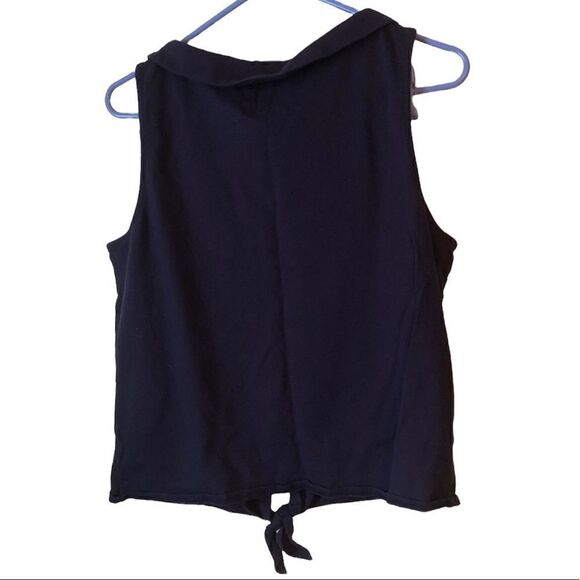 Anthropologie Navy Tie Front Top - Picture 2 of 9